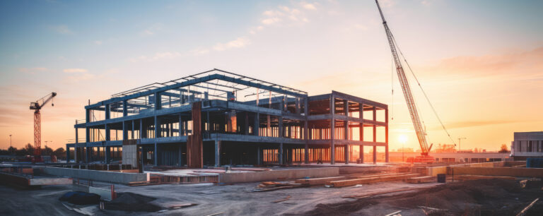 construction site at dusk